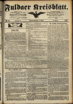 Erste Ausgabe vom Donnerstag, den 14. April 1910.