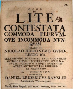 De lite contestata commoda plerumque, incommoda nunquam