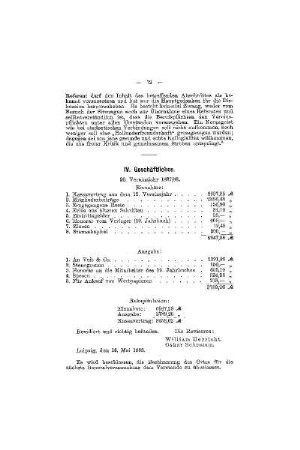 Geschäftliches : 20. Vereinsjahr 1887/88