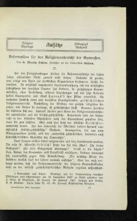 Reformpläne für den Religionsunterricht der Gymnasien : [Fortsetzung]
