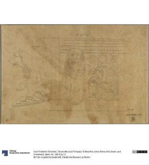 Terracotta aus Pompeji / Entwurf zu einer Sima mit Löwen und Ornament