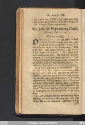 Am Feste der Beschneidung Christi. Evang. Luc. 2, 21.