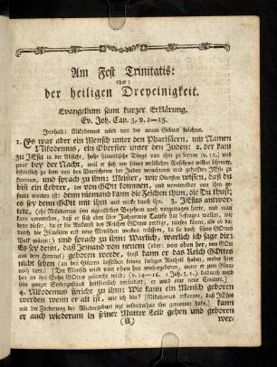 1-8, Evangelium samt kurzer Erklaerung; Vor-Eingang; Eingang