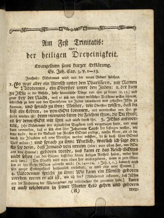 1-8, Evangelium samt kurzer Erklaerung; Vor-Eingang; Eingang