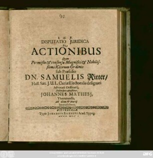 Disputatio Iuridica De Actionibus