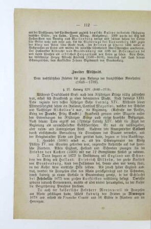 Zweiter Abschnitt. Vom westfälischen Frieden bis zum Anfange der französischen Revolution (1648 - 1789)