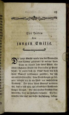 Die Leiden der jungen Emilie.