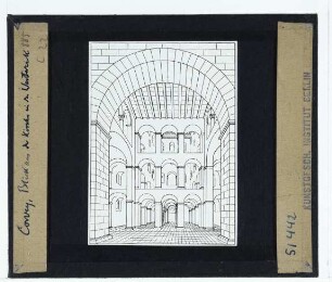 Höxter, Abtei Corvey : Blick vom Kirchenschiff ins Westwerk, Perspektivzeichnung
