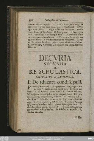 Decuria Secunda De Re Scholastica.