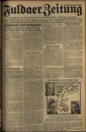 Erste Ausgabe vom Mittwoch, den 31. Dezember 1930.