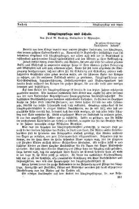 Säuglingspflege und Schule