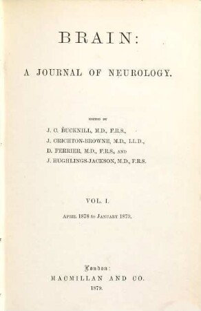 Brain : a journal of neurology, 1. 1878/79. - 1879