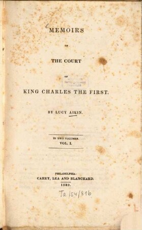 Memoirs of the court of King Charles the First : in two volumes, 1