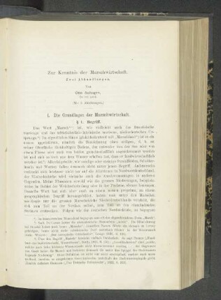 Zur Kenntnis der Marschwirtschaft.