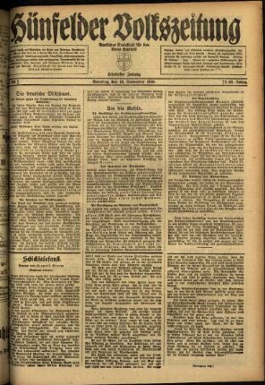 Ausgabe vom Samstag, den 13. November 1920.