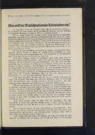 Was will der Deutschnationale Kolonialverein?