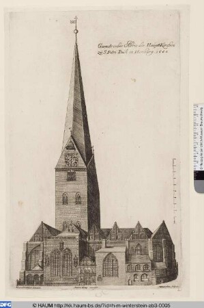 Geometrischer Abris der Haupt-Kirchen zu S. Petri Pauli in Hamburg. 1668. [Perspektivische Darstellung der Hauptkirche St. Petri, Hamburg]