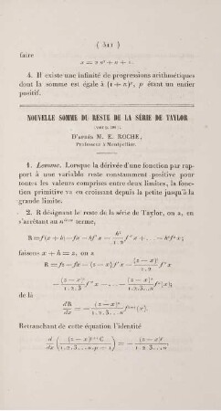 Nouvelle somme du reste de la série de Taylor.