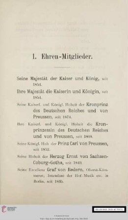 I. Ehren-Mitglieder