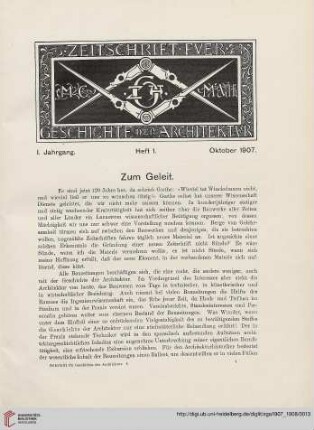 Heft 1 [Oktober 1907]