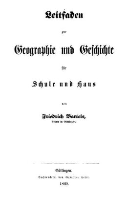 Leitfaden zur Geographie und Geschichte für Schule und Haus