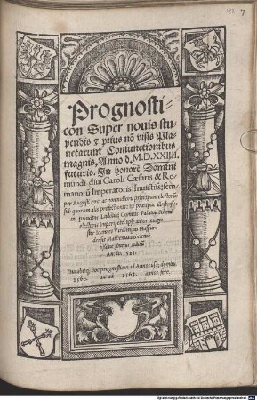 Prognosticon Super novis stupendis ... Planetarum Coniunctionibus ... M.D.XXIIII. futuris