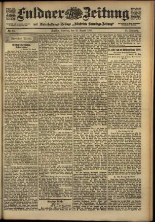 Zweite Ausgabe vom Samstag, den 25. August 1900.