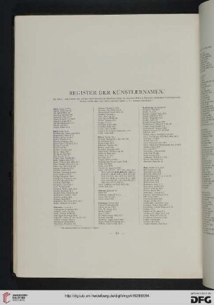 Register der Künstlernamen