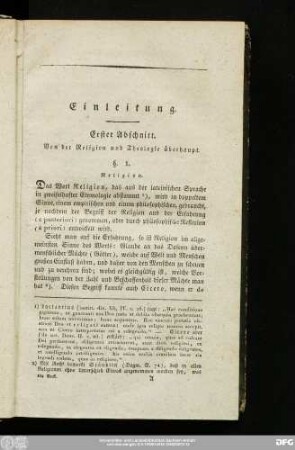Erster Abschnitt. Von der Religion und Theologie überhaupt.