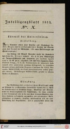 Intelligenzblatt Nro. X