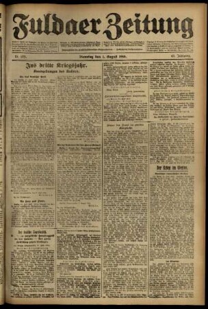 Ausgabe vom Dienstag, den 01. August 1916.