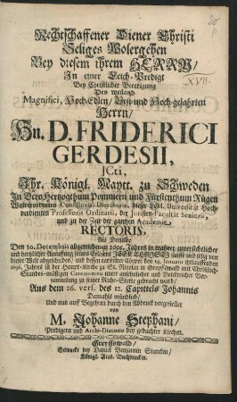 Rechtschaffener Diener Christi Seliges Wolergehen Bey diesem ihrem Herrn