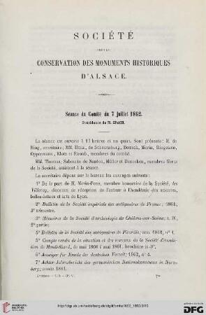 Séance du Comité du 7 juillet 1862