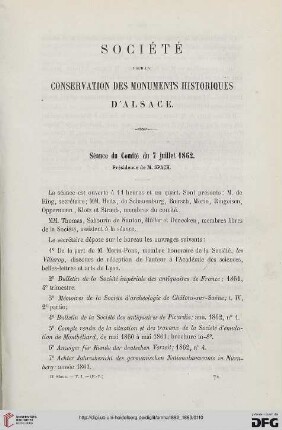 Séance du Comité du 7 juillet 1862