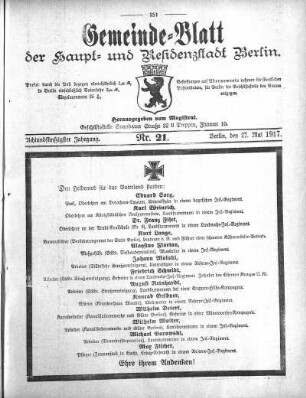 1917,21: Nr. 21, 27. Mai 1917