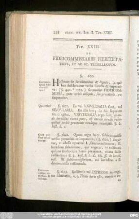 Tit. XXIII. De Fideicommissariis Hereditatibus, Et Ad Sc. Trebellianum.