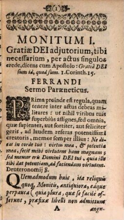 Monita Salutaria Ferrandi, Ecclesiae Carthaginiensis Diaconi : Pro instituenda Christiane vita militari, Regino Comiti, militiae Duci, olim submissa