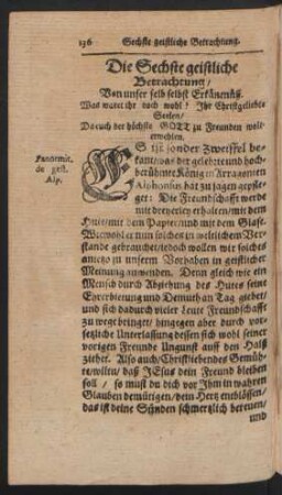 Die Sechste geistliche Betrachtung/ Von unser selb selbst Erkäntnüß.