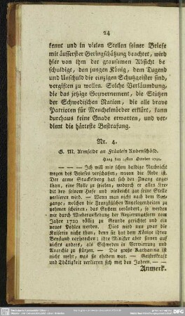 Nr. 4. G. M. Armfeldt an Fräulein Rudenschöld. Haag den 23sten October 1792