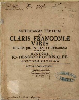 De Claris Franconiae Viris, Eorumque in rem Litterariam Meritis, 3