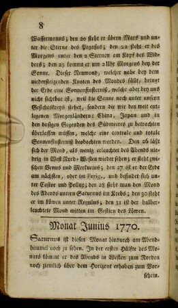 Monat Junius 1770.