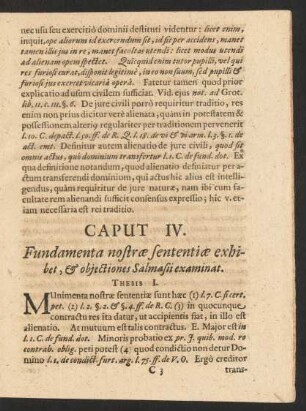 Caput IV. Fundamenta nostrae sententiae exhibet, & obiectiones Salmasii examinat.