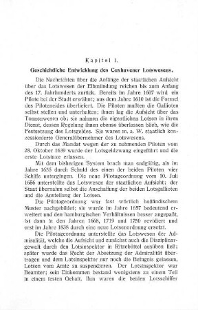 Kapitel 1. Geschichtliche Entwicklung des Cuxhavener Lotswesens.