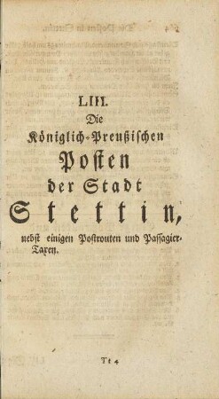 LIII. Die Königlich-Preußischen Posten der Stadt Stettin.