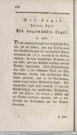 Der Logik Zweiter Theil. Die angewandte Logik