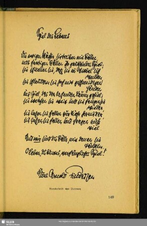 Handschrift des Dichters