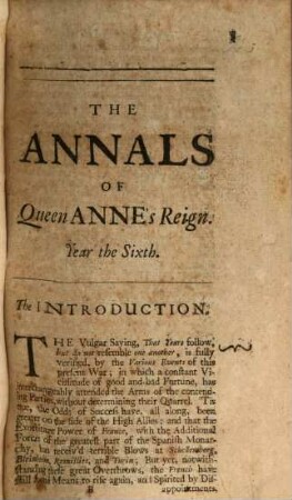 History of the reign of Queen Anne, digested into annals. 6. 1708