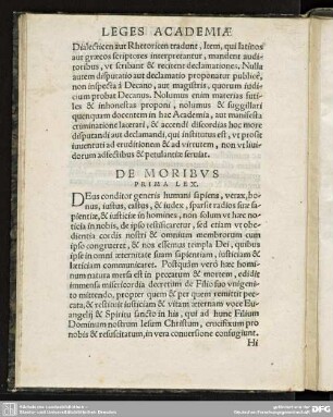 DE MORIBUS. PRIMA LEX - DECIMA LEX.