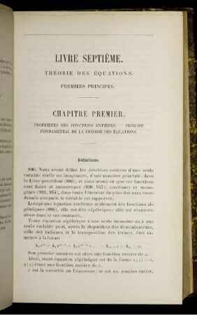 Livre Septième. Theorie Des Èquations. Premieres Principes.