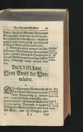 Der XXIII. Titul. Vom Ambt der Vormünder.